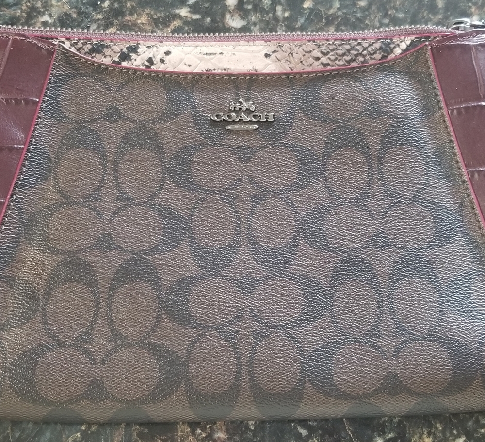 Coach snakeskin large wristlet